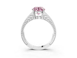 White gold Fancy Pink Round Cut Diamond Split Shank Ring with Pavé Band and Four-Prong Setting_53