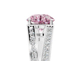 White gold Fancy Pink Round Cut Diamond Split Shank Ring with Pavé Band and Four-Prong Setting_55