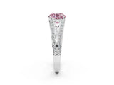 White gold Fancy Pink Round Cut Diamond Split Shank Ring with Pavé Band and Four-Prong Setting_58