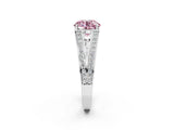 White gold Fancy Pink Round Cut Diamond Split Shank Ring with Pavé Band and Four-Prong Setting_79