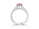 White gold Fancy Pink Round Cut Diamond Split Shank Ring with Pavé Band and Four-Prong Setting_80