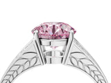 White gold Fancy Pink Round Cut Diamond Split Shank Ring with Pavé Band and Four-Prong Setting_81