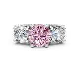 White gold Fancy Pink Round Cut Diamond Three-Stone Ring with Channel Set Band and Four-Prong Setting_41
