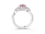 White gold Fancy Pink Round Cut Diamond Three-Stone Ring with Pear  Side Stones and Prong Setting_119