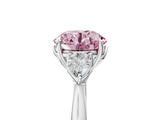 White gold Fancy Pink Round Cut Diamond Three-Stone Ring with Pear  Side Stones and Prong Setting_121