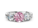 White gold Fancy Pink Round Cut Diamond Three-Stone Ring with Prong Setting and Classic Band_45