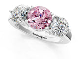White gold Fancy Pink Round Cut Diamond Three-Stone Ring with Prong Setting and Classic Band_46