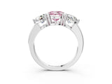 White gold Fancy Pink Round Cut Diamond Three-Stone Ring with Prong Setting and Classic Band_49