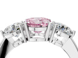 White gold Fancy Pink Round Cut Diamond Three-Stone Ring with Prong Setting and Classic Band_50