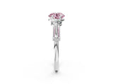 White gold Fancy Pink Round Cut Diamond Three-Stone Ring with Prong Setting and Pavé Band_2