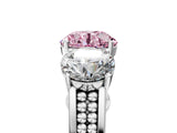 White gold Fancy Pink Round Cut Diamond Three-Stone Ring with Prong Setting and Textured Band_17