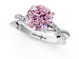 White gold Fancy Pink Round  Cut Diamond Twist Band Solitaire with Prong Setting_1