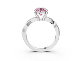 White gold Fancy Pink Round  Cut Diamond Twist Band Solitaire with Prong Setting_3