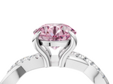 White gold Fancy Pink Round  Cut Diamond Twist Band Solitaire with Prong Setting_4