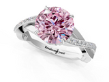 White gold Fancy Pink Round  Cut Diamond Twisted Band Engagement Ring with Prong Setting_4