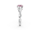 White gold Fancy Pink Round  Cut Diamond Twisted Band Engagement Ring with Prong Setting_5