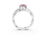 White gold Fancy Pink Round  Cut Diamond Twisted Band Engagement Ring with Prong Setting_6