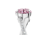 White gold Fancy Pink Round  Cut Diamond Twisted Band Engagement Ring with Prong Setting_8