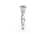 White gold Fancy Pink Round  Cut Diamond Twisted Band with Pavé Setting and Four-Prong Setting_2