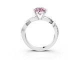 White gold Fancy Pink Round  Cut Diamond Twisted Band with Pavé Setting and Four-Prong Setting_3