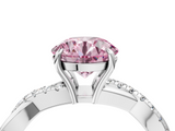 White gold Fancy Pink Round  Cut Diamond Twisted Band with Pavé Setting and Four-Prong Setting_4