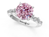 White gold Fancy Pink Round  Cut Diamond Vine Band with Four-Prong Setting_1