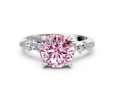 White gold Fancy Pink Round  Cut Diamond Vine Band with Four-Prong Setting