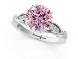 White gold Fancy Pink Round  Cut Diamond with Milgrain Marquise and Bezel Accents on a Solitaire Band with Prong Setting_1