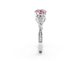 White gold Fancy Pink Round  Cut Diamond with Milgrain Marquise and Bezel Accents on a Solitaire Band with Prong Setting_2