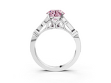 White gold Fancy Pink Round  Cut Diamond with Milgrain Marquise and Bezel Accents on a Solitaire Band with Prong Setting_3