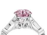 White gold Fancy Pink Round  Cut Diamond with Milgrain Marquise and Bezel Accents on a Solitaire Band with Prong Setting_4