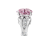 White gold Fancy Pink Round  Cut Diamond with Milgrain Marquise and Bezel Accents on a Solitaire Band with Prong Setting_5
