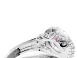 White gold Fancy Pink Round  Cut Double Halo Diamond Engagement Ring with Pave Band and Four-Prong Setting_38