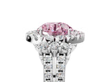 White gold Fancy Pink Round  Cut Double Halo Diamond Engagement Ring with Pave Band and Four-Prong Setting_43