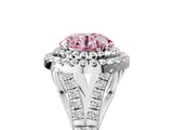 White gold Fancy Pink Round  Cut Double Halo Split Shank Diamond Ring with Prong Setting_34