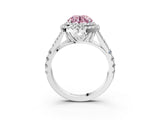 White gold Fancy Pink Round  Cut Double Halo Split Shank Diamond Ring with Prong Setting_37