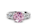 White gold Fancy Pink Round  Cut Five-Stone Prong Set Diamond Ring with Classic Band_29