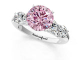 White gold Fancy Pink Round  Cut Five-Stone Prong Set Diamond Ring with Classic Band_30