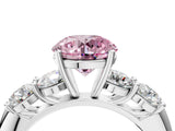 White gold Fancy Pink Round  Cut Five-Stone Prong Set Diamond Ring with Classic Band_33