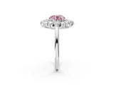 White gold Fancy Pink Round Cut Halo Cluster Diamond Ring with Pave Band and Four-Prong Setting_14