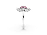 White gold Fancy Pink Round Cut Halo Cluster Diamond Ring with Pave Band and Four-Prong Setting_20