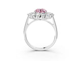 White gold Fancy Pink Round Cut Halo Cluster Diamond Ring with Pave Band and Four-Prong Setting_21