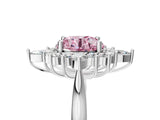 White gold Fancy Pink Round Cut Halo Diamond Cluster Ring with Marquise and Round Stones on a White Gold Band with Prong Setting_5