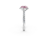 White gold Fancy Pink Round  Cut Halo Diamond Engagement Ring with Pave Band and Four-Prong Setting_2