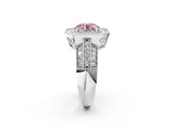 White gold Fancy Pink Round Cut Halo Diamond Engagement Ring with Pave Split Shank and Four-Prong Setting_8