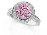 White gold Fancy Pink Round Cut Halo Diamond Engagement Ring with Split Shank Band and Four-Prong Setting_13