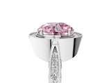 White gold Fancy Pink Round Cut Halo Diamond Engagement Ring with Split Shank Band and Four-Prong Setting_17