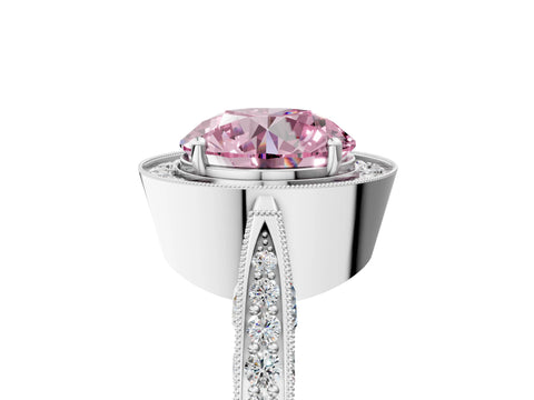 White gold Fancy Pink Round Cut Halo Diamond Engagement Ring with Split Shank Band and Four-Prong Setting_17
