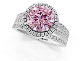 White gold Fancy Pink Round  Cut Halo Diamond Engagement Ring with Split Shank and Four-Prong Setting_1