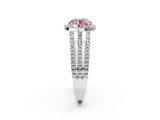 White gold Fancy Pink Round  Cut Halo Diamond Engagement Ring with Split Shank and Four-Prong Setting_2